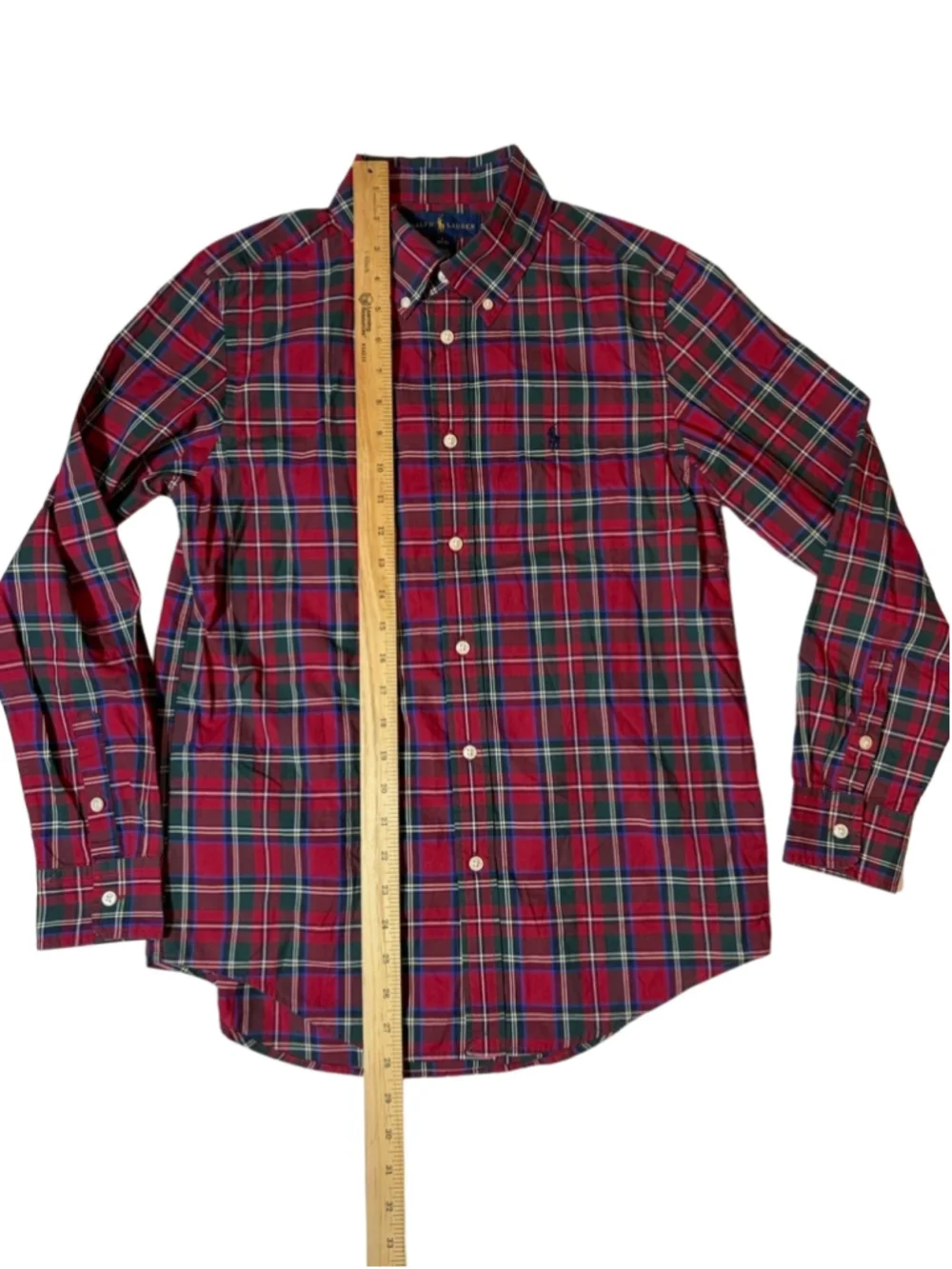 Ralph Lauren Kids Large 14-16 Red Tartan Plaid Button Down Shirt Preppy
